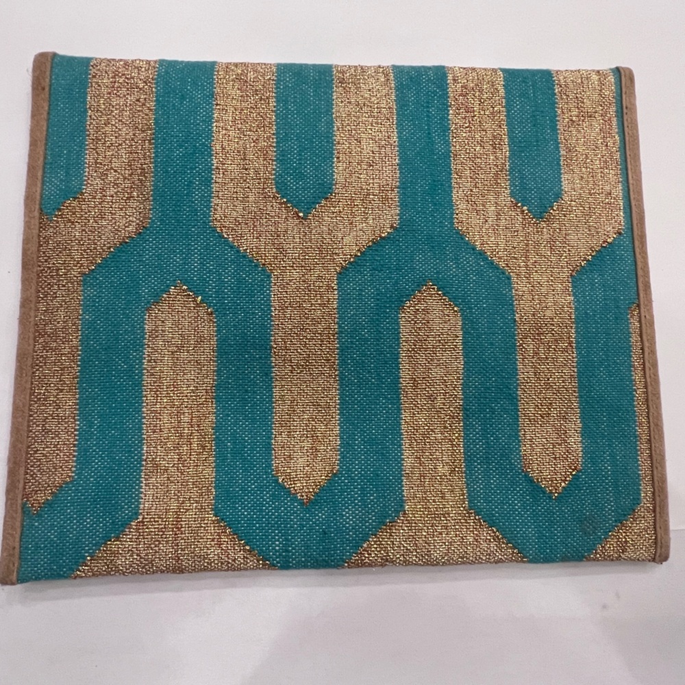 Turquoise and gold weekend wayfairer clutch - Picture 2 of 4